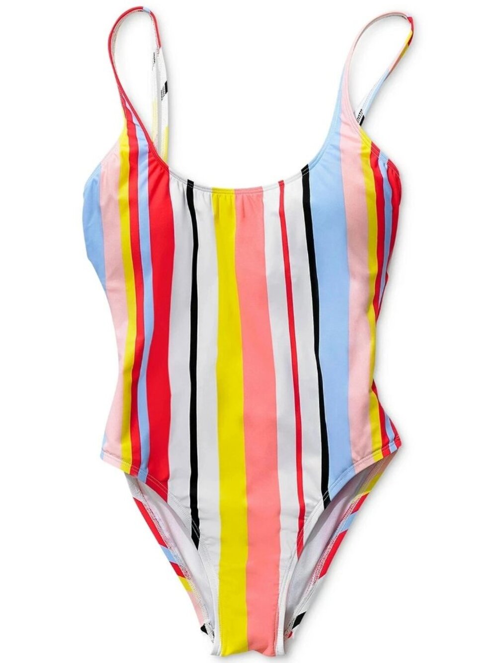 Bar III Womens Bold Stripe Low-Back Cheeky One-Piece Swimsuit, MULTI, M